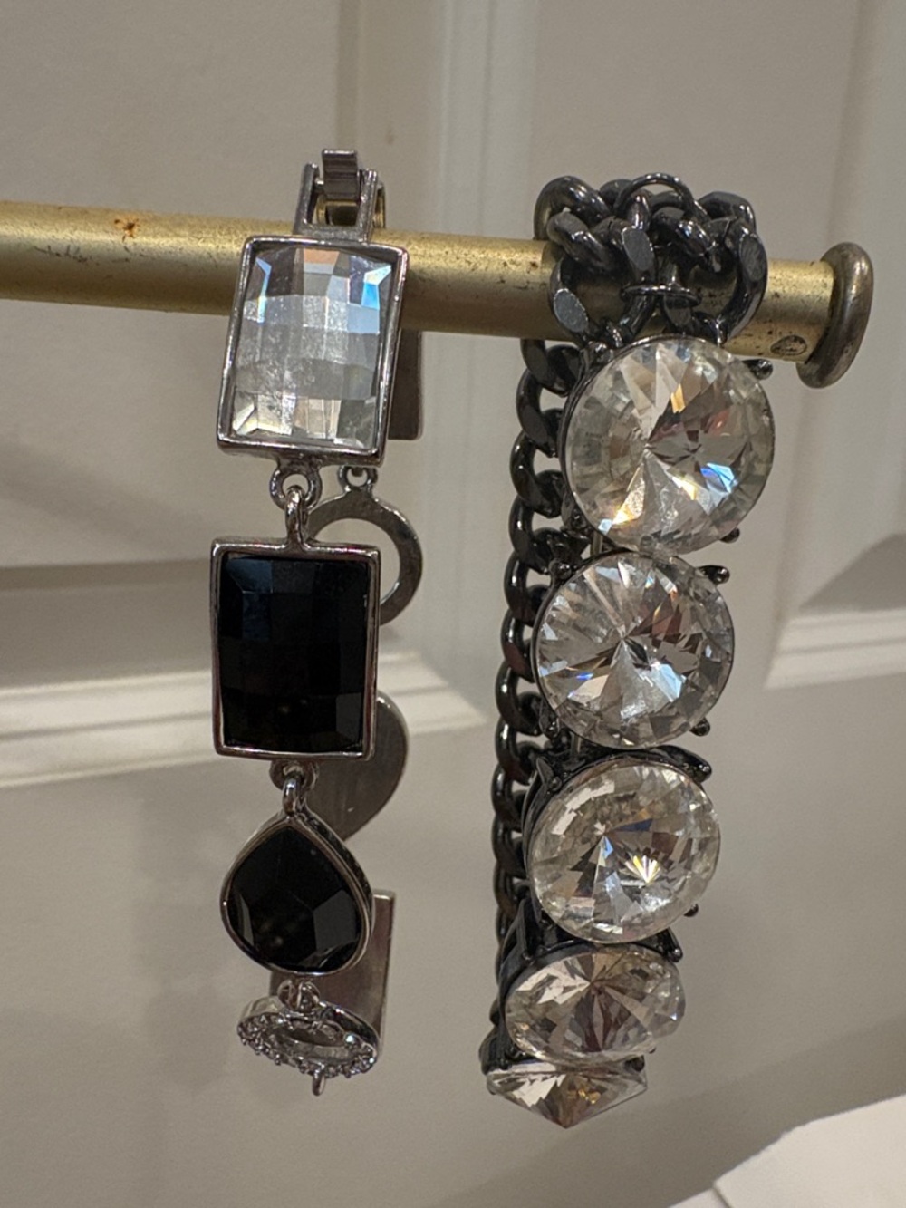 Fashion Crystal and Black Stone Bracelet Set - Women's Jewelry